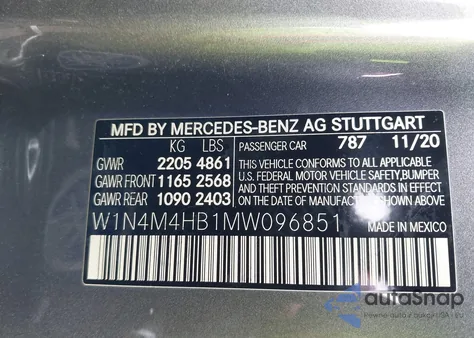 2021 Mercedes-Benz Glb 250 4Matic z USA, uszkodzony, nr VIN W1N4M4HB1MW096851